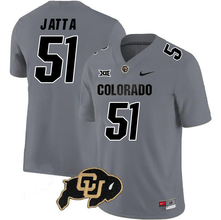 Colorado Buffaloes #51 Isaiah Jatta Big 12 Conference College Football Jerseys Stitched Sale-Grey